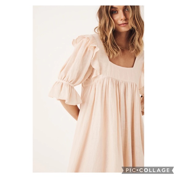 Spell & the Gypsy Collective Small Mae Linen Gown Maxi Dress Meringue - Picture 3 of 8